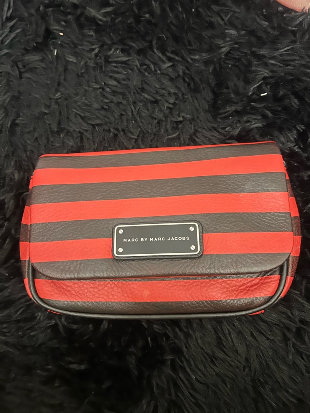 Marc by Marc Jacobs Red and Black Striped Wallet Clutch